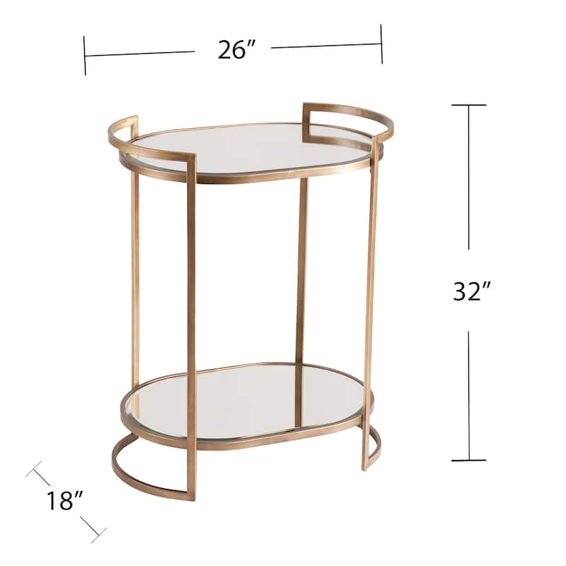 SEI Furniture Grant Mirrored Gold Oval Glam Bar Table