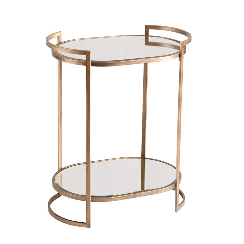 SEI Furniture Grant Mirrored Gold Oval Glam Bar Table