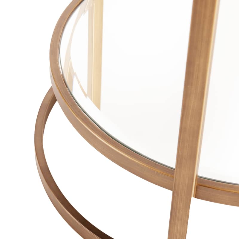 SEI Furniture Grant Mirrored Gold Oval Glam Bar Table