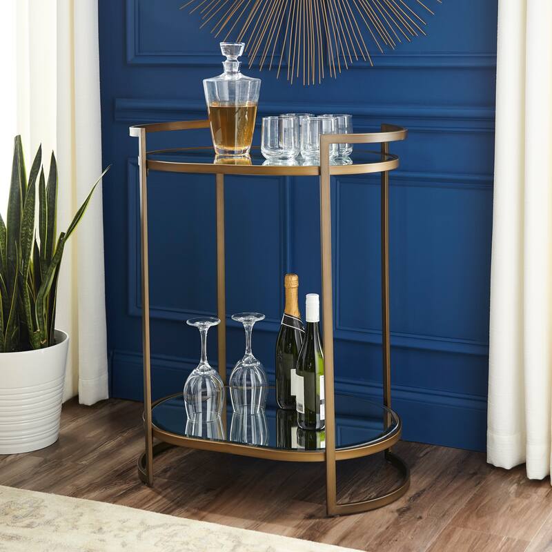 SEI Furniture Grant Mirrored Gold Oval Glam Bar Table