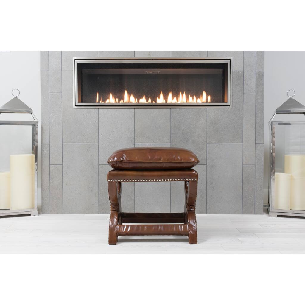 Elements Fine Home Furnishings Chase Bench in Rustic Top Grain Leather