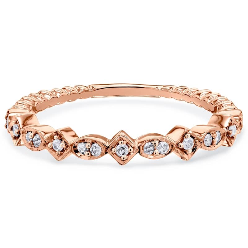 Annello by Kobelli 10k Gold 1/10ct TDW Stackable Fashion Diamond Ring