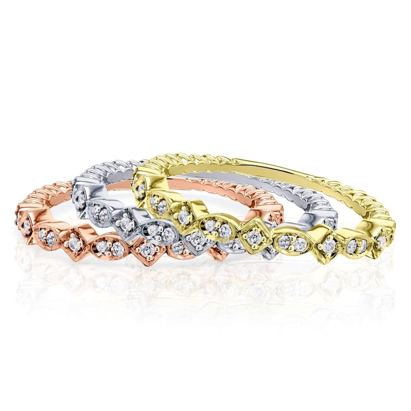 Annello by Kobelli 10k Gold 1/10ct TDW Stackable Fashion Diamond Ring