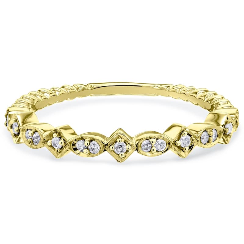 Annello by Kobelli 10k Gold 1/10ct TDW Stackable Fashion Diamond Ring