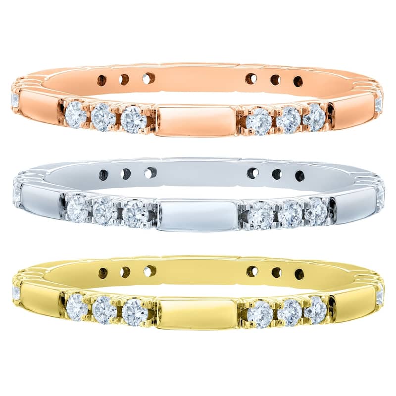 Annello by Kobelli 10K Gold 1/5ct TDW Tri-stone Pattern Womens Fashion Diamond Band