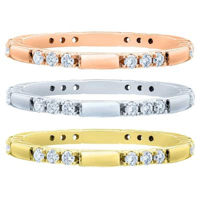 Annello by Kobelli 10K Gold 1/5ct TDW Tri-stone Pattern Womens Fashion Diamond Band