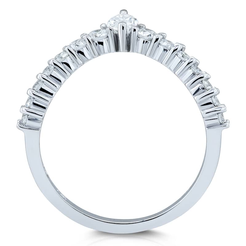 Annello by Kobelli 14k Gold 1/2ct TDW Chevron Marquise Point Diamond Ring Ladies Wedding Band