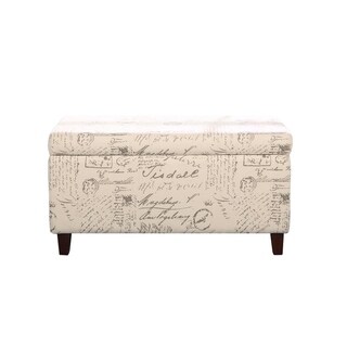 Vintage Script Patterned Deep Storage Ottoman Bench - Bed Bath & Beyond ...