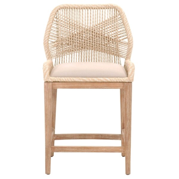 Sassy Wooven Upholstered Loom Counter Stool Cream