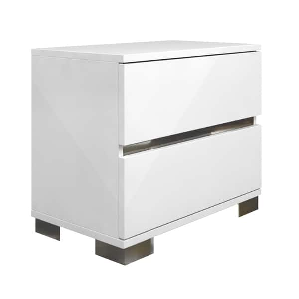 Shop Acrylic Lacquer 2 Drawer Nightstand With Chrome Legs White On Sale Overstock 22827680