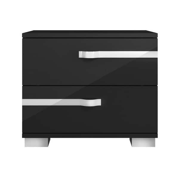 Shop Contemporary 2 Drawer Nightstand With Chrome Legs Black Overstock 22827686