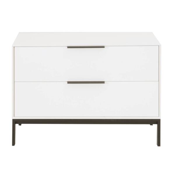Shop 2 Drawer Wooden Tv Stand With Metal Pulls White Free