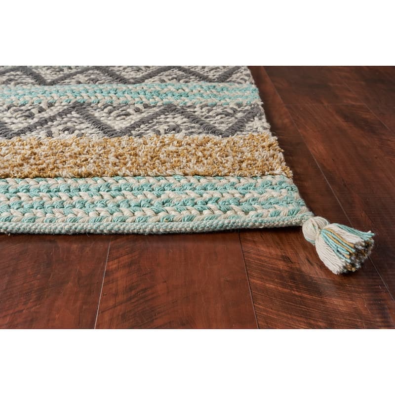 Hermosa Nautical Chevron Hand-tufted Rug