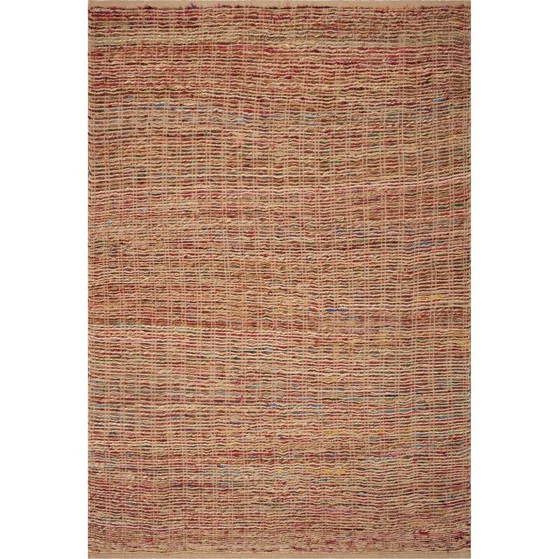 Handwoven Casual Ombre Jute & Silk Rug - 7'6" x 9'6" - Ivory/Red
