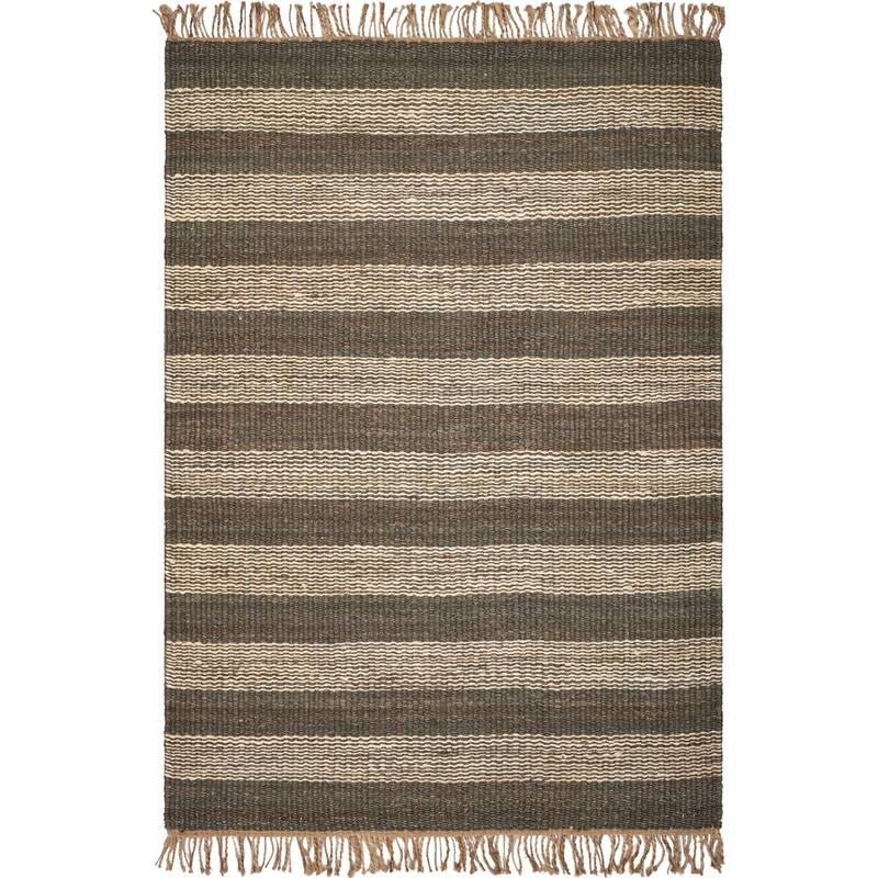 Natural Horizons Casual Striped Hand-woven Jute Rug - 5' x 7' - Slate