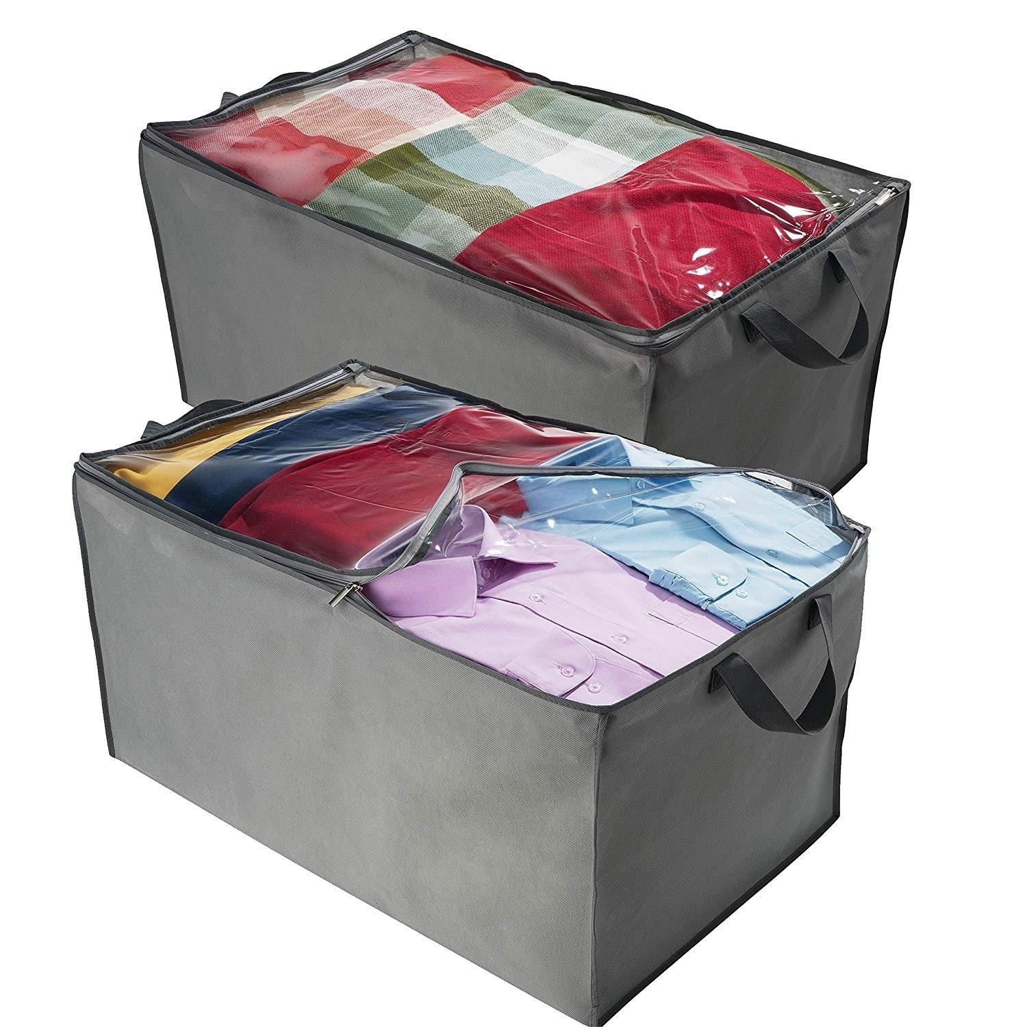Set Of 2 Jumbo Blanket Storage Bags For Comforter, Blanket, Grey | eBay