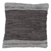 Two-Tone Leather Chindi Down Filled Throw Pillow