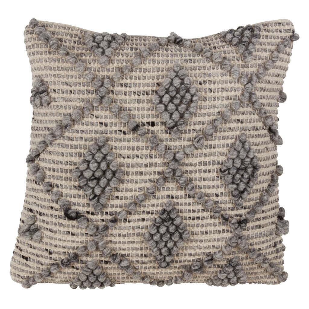 Wool Blend Down Filled Throw Pillow With Knotted Diamond Design