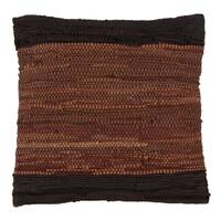 Two-Tone Leather Chindi Down Filled Throw Pillow