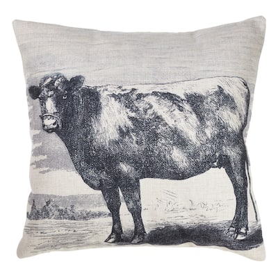Farmhouse Cow Print Down Filled Throw Pillow