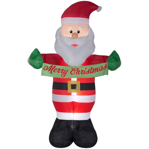 Shop Christmas Airblown Inflatables Animated Airblown Santa W/Banner ...