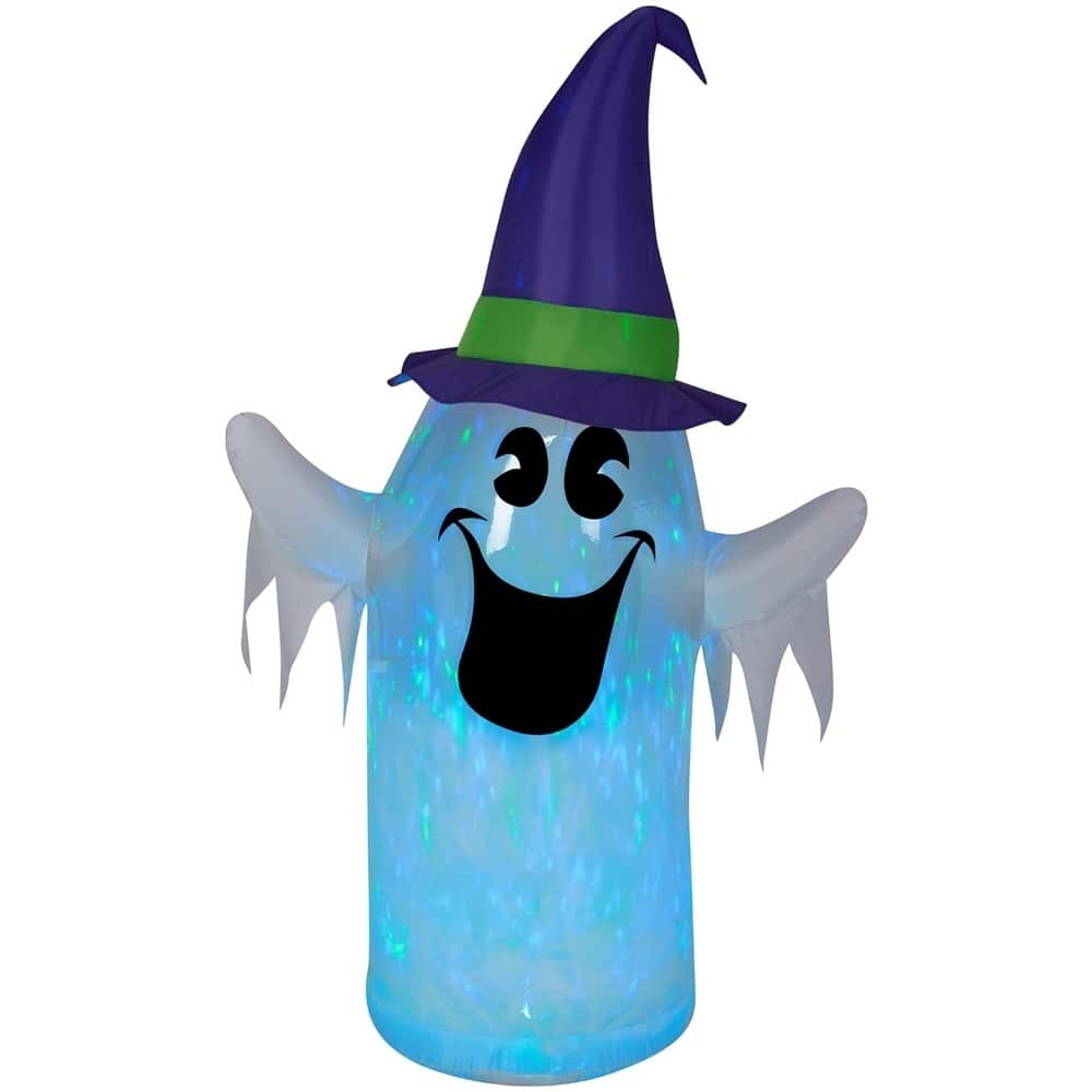 Halloween Airblown Inflatables Clear Ombre Projection Kaleidoscope Ghost w/Witch Hat