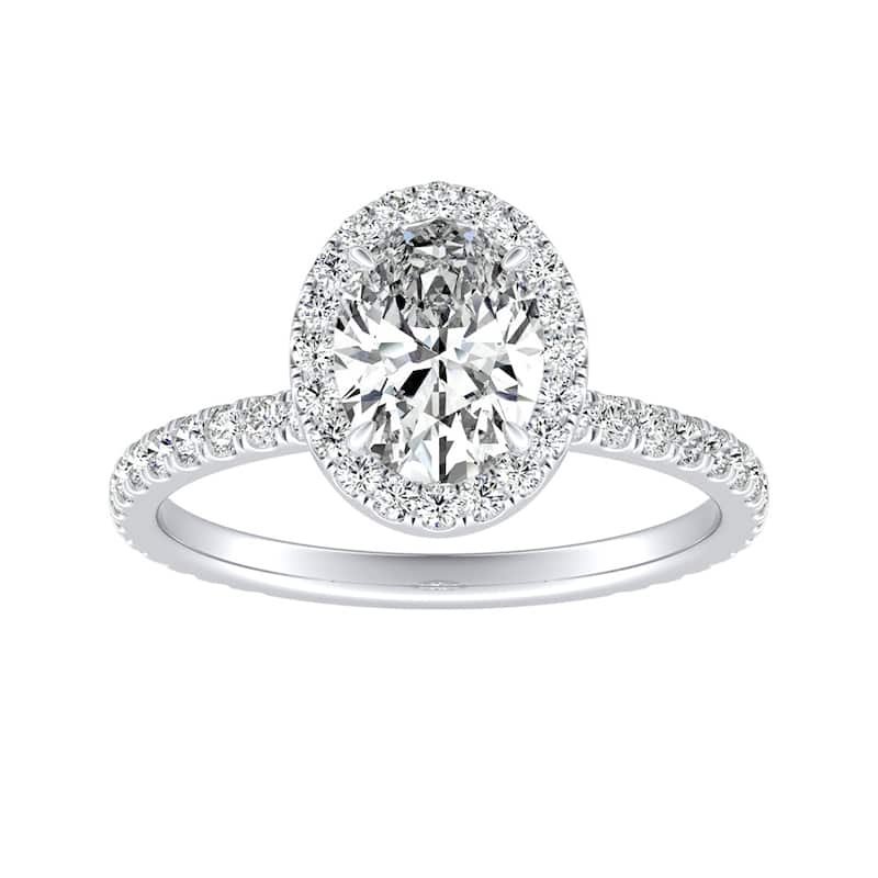 Auriya Platinum 7/8ctw Oval-cut Halo Diamond Engagement Ring (H-I, SI1-SI2)