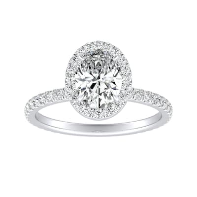 Auriya Platinum 7/8ctw Oval-cut Halo Diamond Engagement Ring (H-I, SI1-SI2)