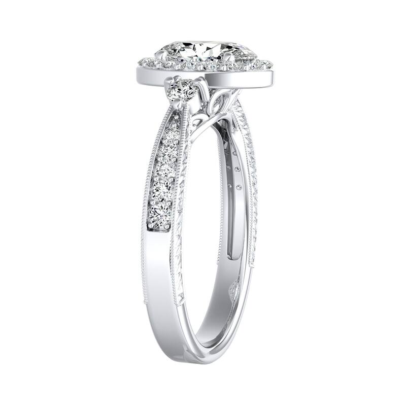Auriya Platinum Vintage Oval Halo Diamond Engagement Ring 5/8ctw (H-I, SI1-SI2)