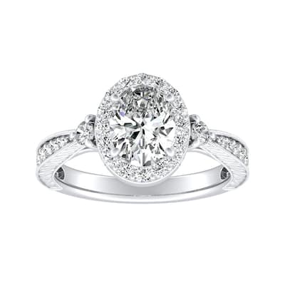 Auriya Platinum Vintage Oval Halo Diamond Engagement Ring 5/8ctw (H-I, SI1-SI2)