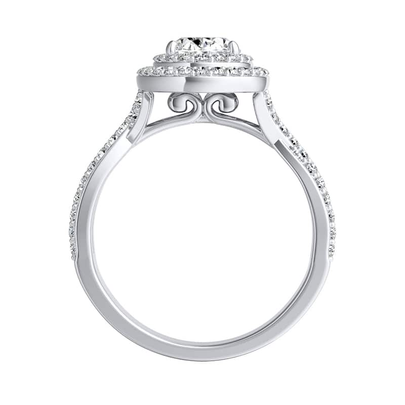 Auriya Platinum Oval-cut Double Halo Diamond Engagement Ring 3/4cttw (H-I, SI1-SI2)