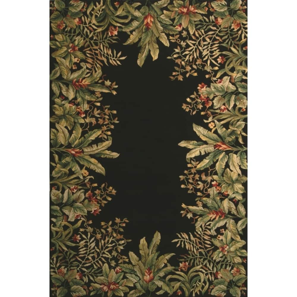 KAS Emerald Hand-tufted Wool Tropical Border Area Rug