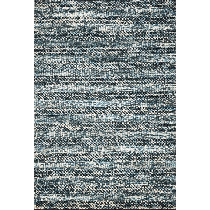 The Curated Nomad Casually Heathered Hand-woven New Zealand Wool Rug - 9' x 13' - Blue