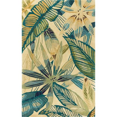 Porch & Den Hand-tufted Wool Tropical Leaf Area Rug