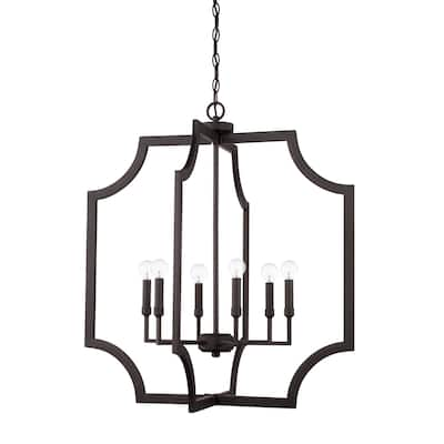 Classic 6-light Black Iron Foyer Fixture