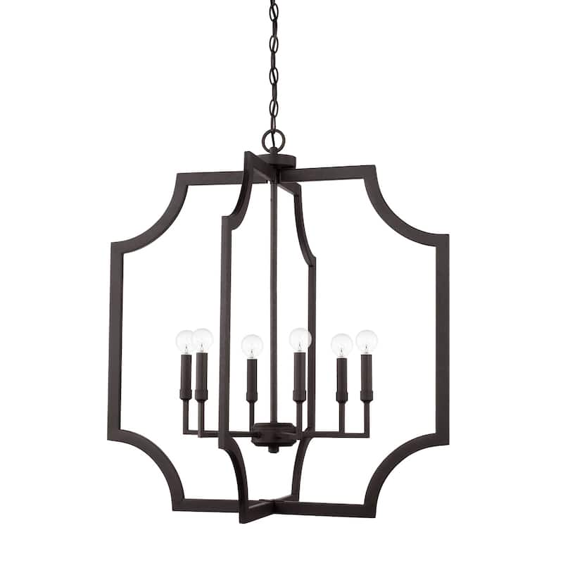Classic 6-light Black Iron Foyer Fixture
