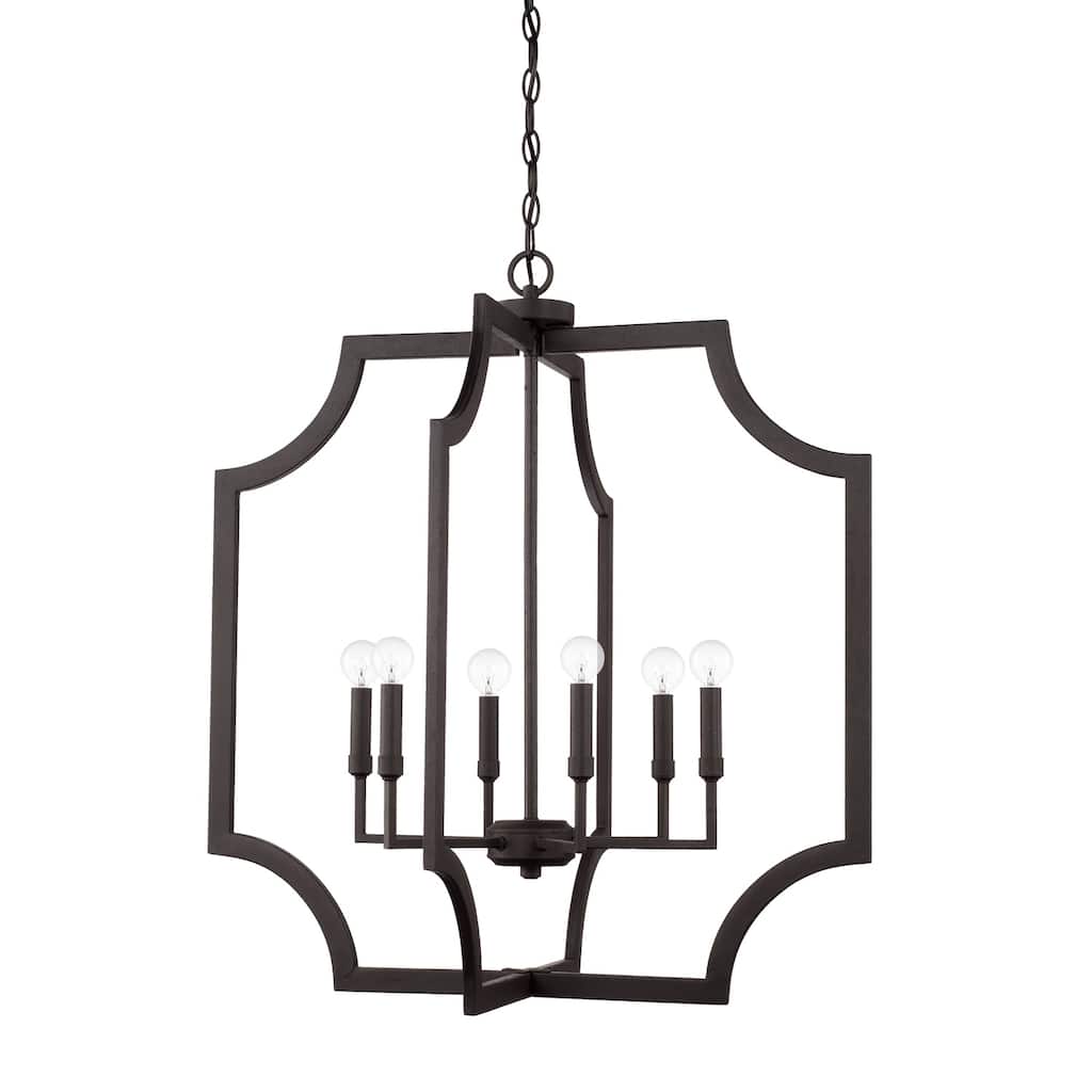 Classic 6-light Black Iron Foyer Fixture