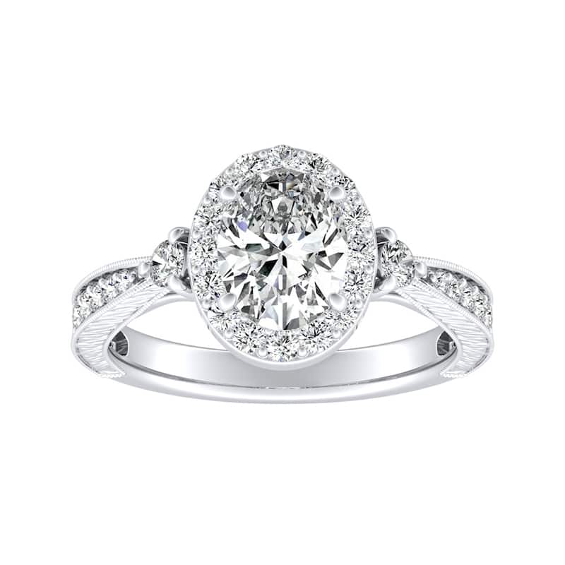 Auriya Platinum Vintage Oval Halo Diamond Engagement Ring 3/4ctw (H-I, SI1-SI2)