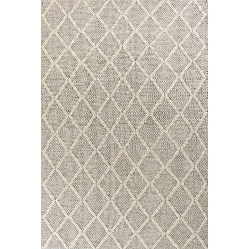 Domani Clouds Diamond Trellis Hand-woven Wool Rug - 3'3" x 5'3" - Ivory / Grey