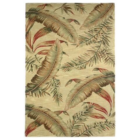 Porch & Den Hand-tufted Wool Tropical Feathers Area Rug