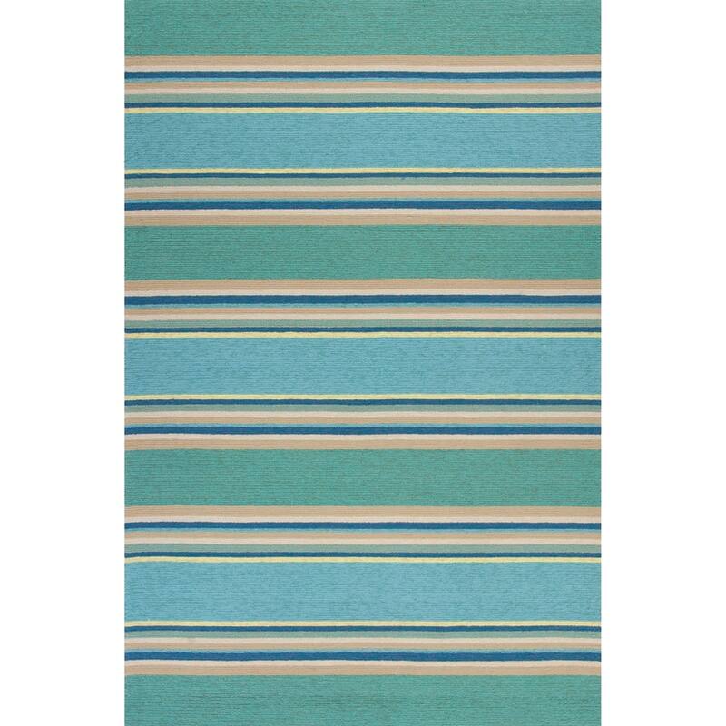Domani Trails Tropical Stripes Indoor / Outdoor Rug - 7'6" x 9'6" - Ocean