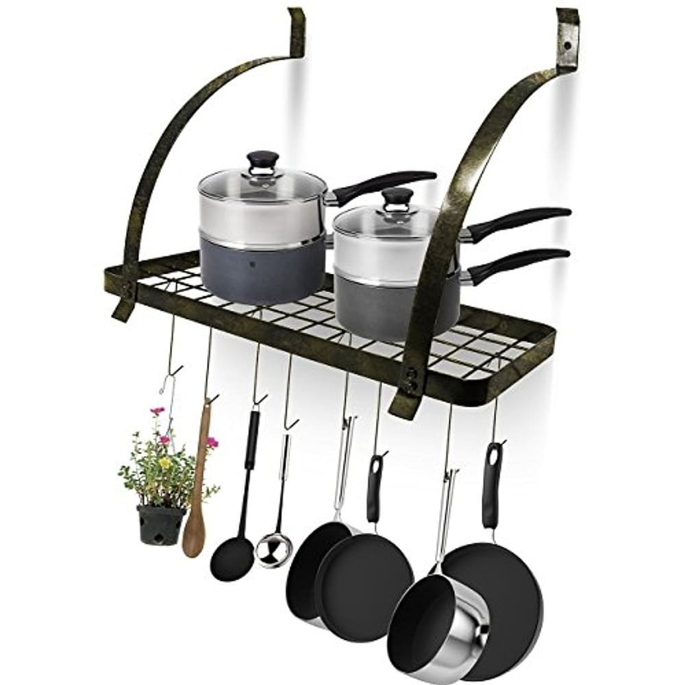 Shop Wall Mount Pot Rack With Hooks Chrome Overstock 22831208