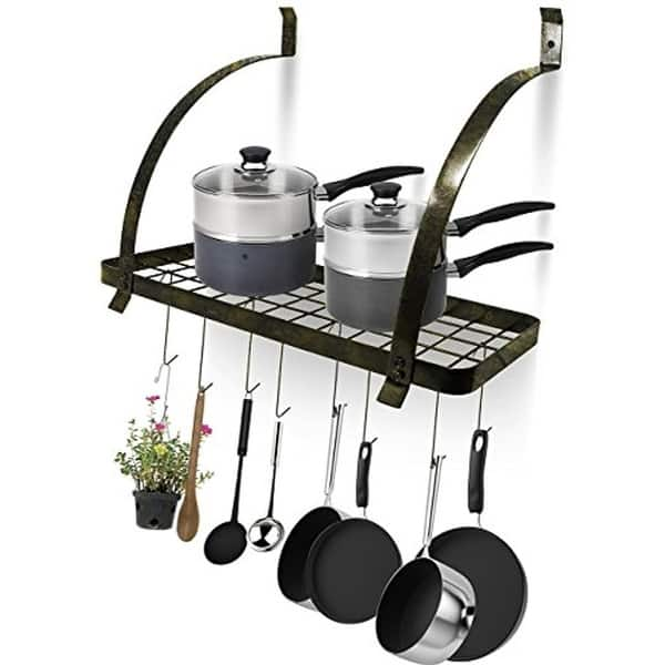 Wall Mount Pot Rack With Hooks Chrome On Sale Overstock 22831208