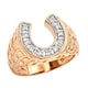 preview thumbnail 9 of 10, Good Luck Men's 14k Gold Nugget Horseshoe Diamond Ring 0.3ctw G-H Color by Luxurman Rose - 10