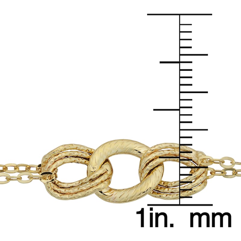 Italian 10k Yellow Gold Diamond-cut Links Double Strand Necklace (18 inches)