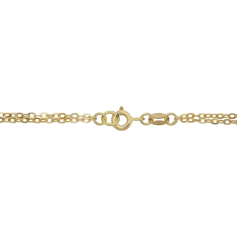 Italian 10k Yellow Gold Diamond-cut Links Double Strand Necklace (18 inches)
