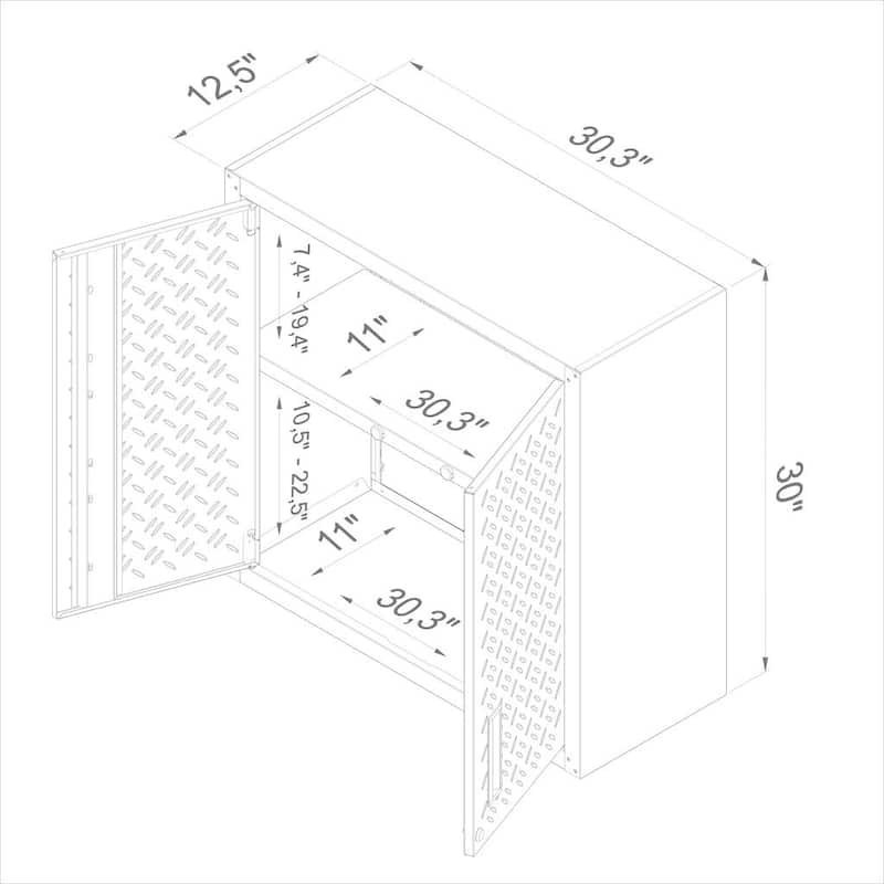 30-inch Grey Metal Garage Cabinets with Adjustable Shelves (Set of 2)