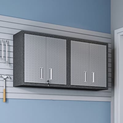 30-inch Grey Metal Garage Cabinets with Adjustable Shelves (Set of 2)