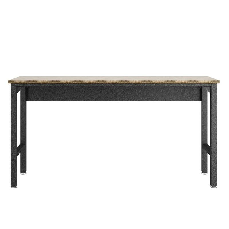Fortress 72.4" Garage Table in Natural Wood and Steel