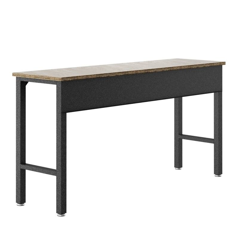 Fortress 72.4" Garage Table in Natural Wood and Steel
